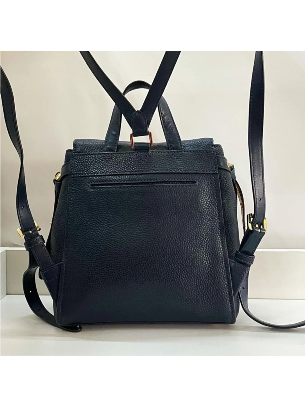 MICHAEL KORS Navy Blue Backpack Merritt Rhea Hudson Charm Shoulder Bag